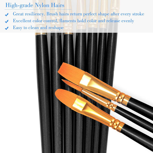 BOSOBO Paint Brushes Set, 2 Pack 20 Pcs Round Pointed Tip Nylon Hair Artist Acrylic Paint Brushes for Acrylic Oil Watercolor, Face Nail Art, Minia...