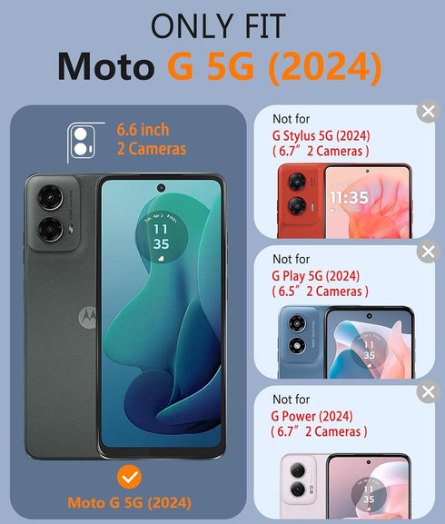 FNTCASE for Motorola Moto G-5G-2024 Case: Dual Layer Heavy Duty Cell Phone Protective Cover Shockproof Rugged with Non-Slip Textured - Military Dr...