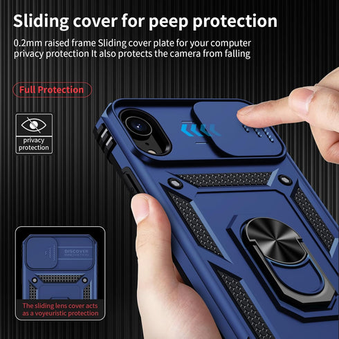 Weycolor for iPhone XR Case with Camera Lens Cover, HD Screen Protector, 10 FT Military Grade Drop Protection, Magnetic Ring Holder Kickstand Prot...