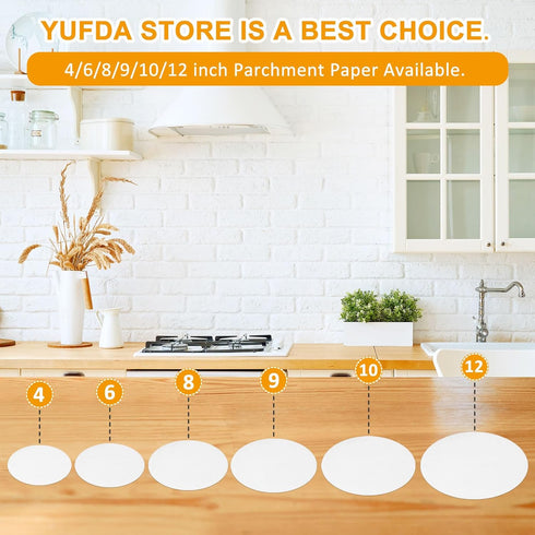 100Pcs-10 Inch Parchment Paper Rounds,Baking Parchment Paper, YUFDA Non-Stick Parchment Paper for Baking, Precut Round Parchment Paper for Tortill...
