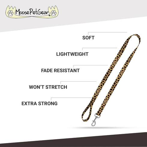 Deluxe Dog Leash - Patterned Heavy Duty Pet Leashes, Made in the USA - 1 Inch x 6 Feet, Leopard...