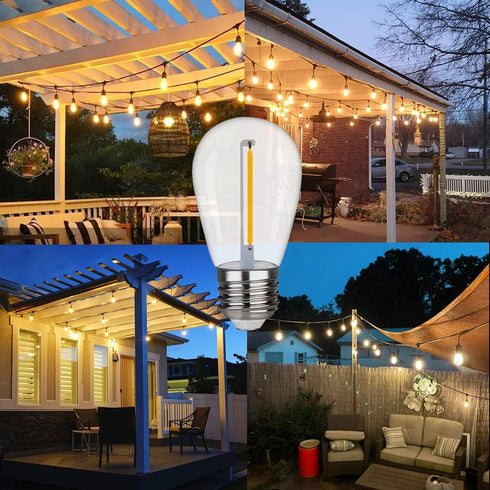 25 Pack Shatterproof & Waterproof S14 Replacement LED Light Bulbs 1W Equivalent to 10W, White Warm 2200K, Outdoor String Lights, Vintage LED Bulb,...