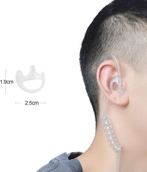 Replacement Earmold Earbud for Two Way Radio Air Acoustic Coil Tube Earpiece Headset?for Motorola Kenwood Baofeng Walkie Talkie Earpieces (Clear, ...