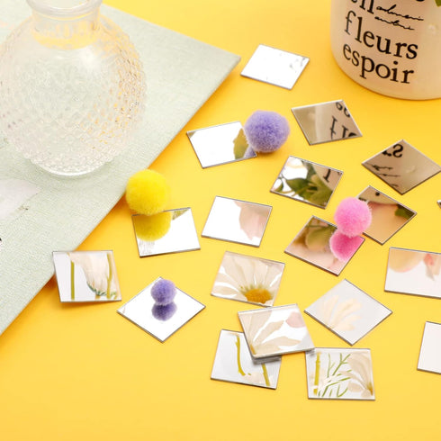 Jetec Mini Size Square Mirror Tiles 1 Inch Adhesive Small Square Mirror Tiles Craft Mirror Tiles for Crafts and DIY Projects Supplies (200 Pieces)...
