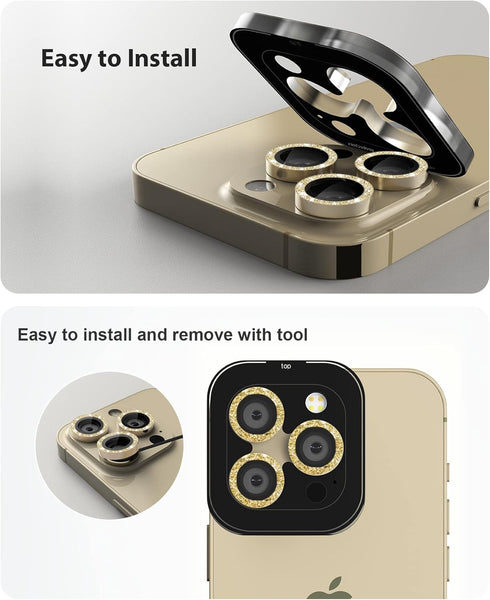 for iPhone 14 Pro and iPhone 14 Pro Max Camera Lens Protector Bling Glitter Glass Camera Screen Cover Easy Installation for iPhone 14 Pro Max and ...