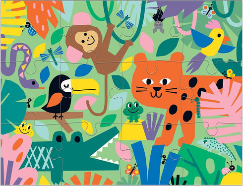 Mudpuppy Jungle Can You Spot? Puzzle from Mudpuppy - 12 Piece Jigsaw Puzzle Featuring Colorful Jungle Animals and 5 Things to Search and Find, 18"...