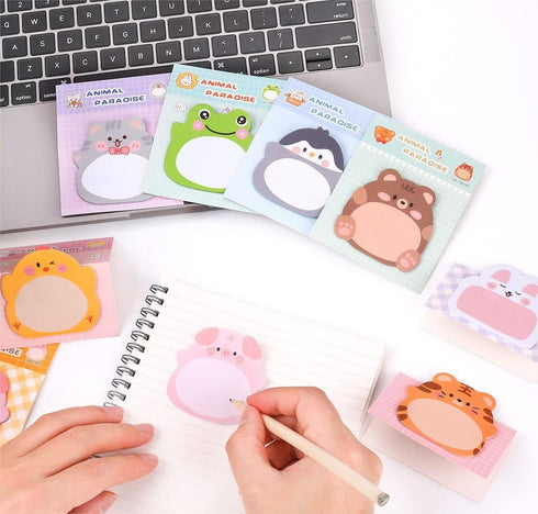 24 Pads Cute Animal Shaped Sticky Notes 8 Cute Patterns 3 Pads of Each Kawaii Self-Sticky Notes Memo Pad for School Office Home Kids Students Room...