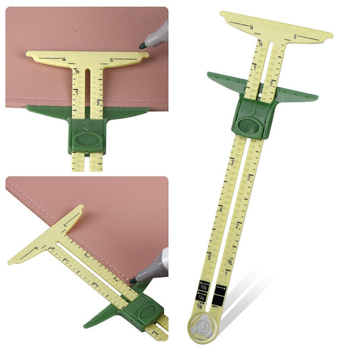 2 Pieces Sliding Gauge Measuring Sewing Tool, 5-in-1 Sliding Gauge Measuring Sewing Ruler Tool Fabric Quilting Ruler for Sewing Knitting Quilting ...