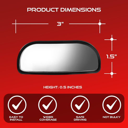 Blind Spot Convex Car Rear View Mirror: Rearview/Side Stick On Mirror Automotive Accessories | Narrow Blindspot Mirrors For Car By Utopicar (2 pac...