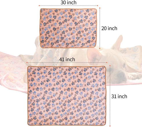 Pet Soft Blankets for Dogs - Fluffy Cats Dogs Blankets for Medium to Large Dogs, Cute Paw Print Pet Throw Puppy Blankets Fleece...