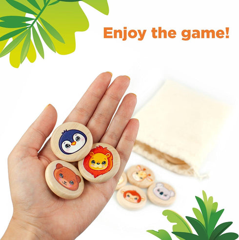 Ulanik Wild Animals Matching Memory Game for Toddlers Age 3 + Year Old Preschool Wooden Board Games for Kids 4-8 Learning & Education Toys — 30 ch...
