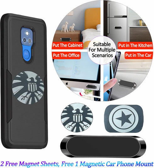 LMDAMZ for Galaxy A13(5G) 6.5 Inch Double Layer Hybrid Military Grade Rugged Shock Resistant Drop Case with 1 PCS Magnetic Car Mount and 2 PCS HD ...