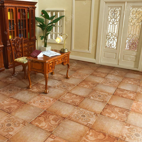 iLAND Dollhouse Flooring on 1/12 scale 1/6 scale, Miniature Dollhouse Accessories, 30pcs Double-Sided Dollhouse Floor Tiles (Classical Inlays & Ma...