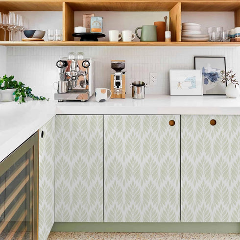 Leaf Wallpaper Peel and Stick Wallpaper Boho Green Contact Paper Farmhouse Bathroom Wallpaper Self Adhesive Removable Wallpaper for Bedroom Modern...