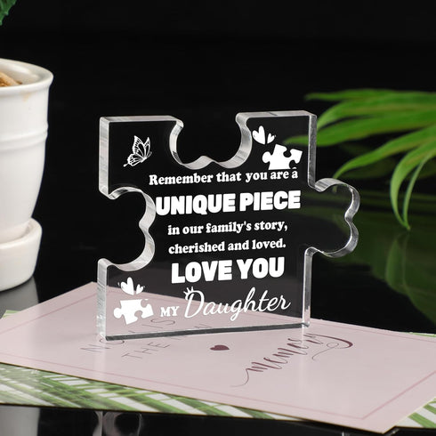 Daughter Birthday Gift from Mom Engraved Acrylic Puzzle Plaque Daughter Gifts - 3.35 x 2.76 Inch Desk Decoration Gift for Daughter Graduation Gift...