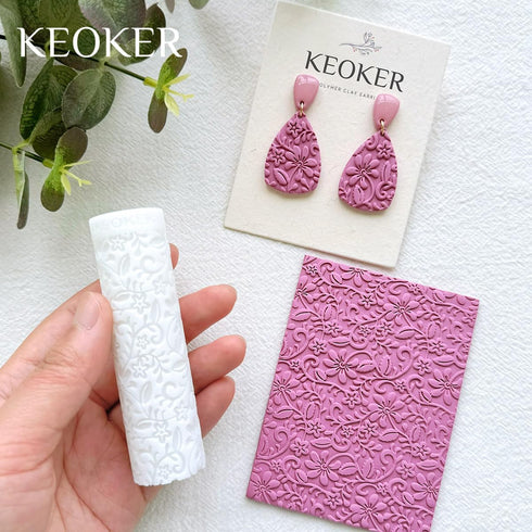 KEOKER Polymer Clay Texture Roller, Polymer Clay Roller for Making Earrings, Like Polymer Clay Texture Sheets, Great Work with Polymer Clay Cutter...