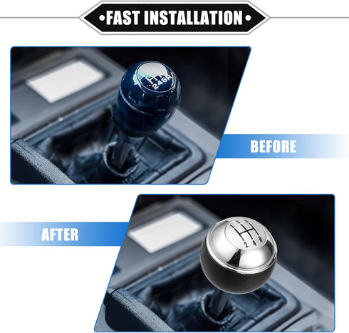 5 Speed Manual Gear Shift Knob Compatible for Mini R50 R53 2000-2006 for Mini Cabrio R52 2002-2008, Durable Plastic Black Silver Tone...