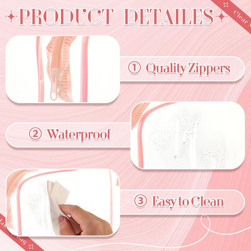 6 Pcs Clear Makeup Bag Clear Toiletry Bags PVC Waterproof Portable Makeup Travel Bag Transparent Cosmetic Bag with Zipper for Women Men Airport Tr...