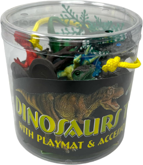 WARM FUZZY Toys Kids Tub of 7 Realistic Dinosaur Figurines, 1 Tub & Playmat - Engaging Educational Playtime - Ultimate Fun & Learning Experience f...