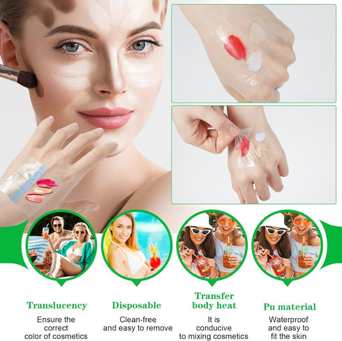 Qianyu 100 Pieces Makeup Hand Palette Single Use Makeup Mixing Palette Professional Makeup Artist Must Haves Disposable Transparent Waterproof Cos...