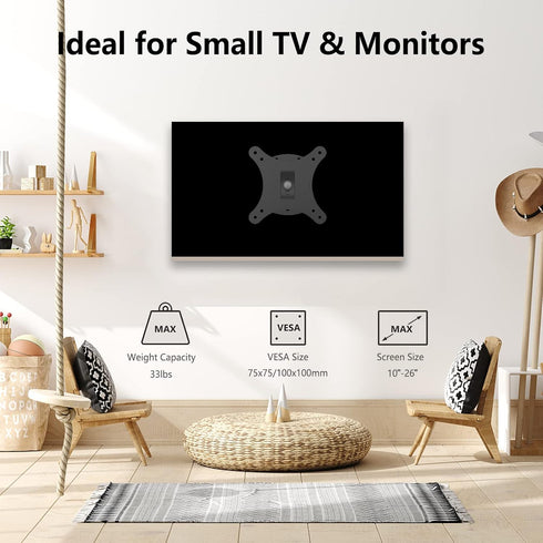 Monitor Wall Mount Tilt Swivel Full Motion for 10”-26” TV Screens, RV TV Mount Camper, Small TV Wall Mount for Computer Monitors with Max VESA 100...