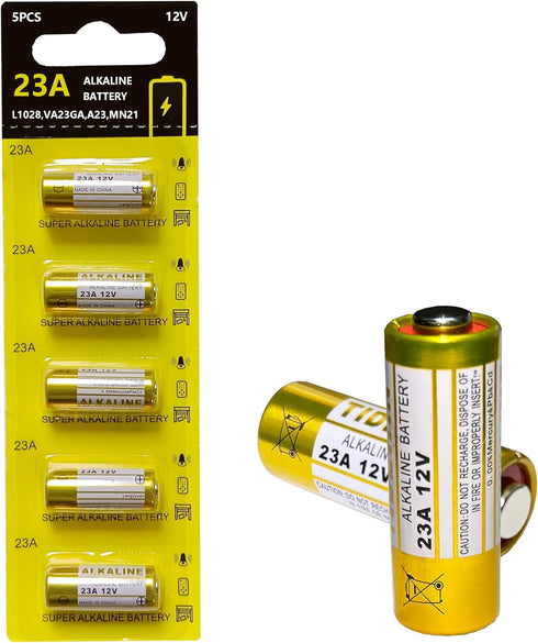 23A 12 Volt Battery A23 Battery- Long Lasting 12 V Battery 5 Pack, 23A 12V Batteries for Doorbells and Remote Control Unit...