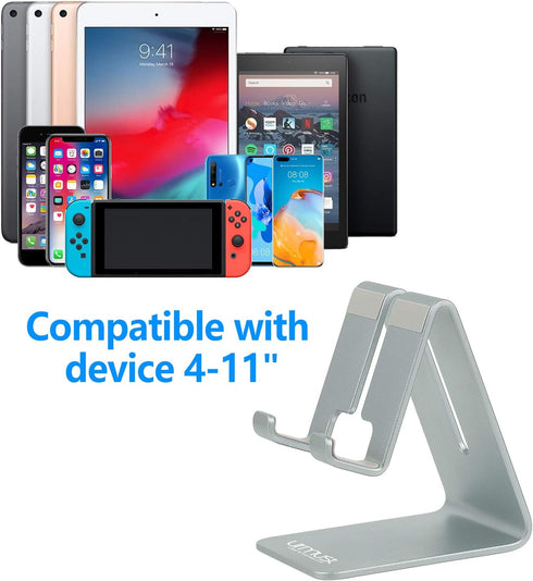 Urmust Cell Phone Stand for Desk Phone Holder Dock Cradle Stand for iPhone 15 14 13 12 11 Pro Max X Xr 8 Plus Tablet(4-10in) Bluish Gray...