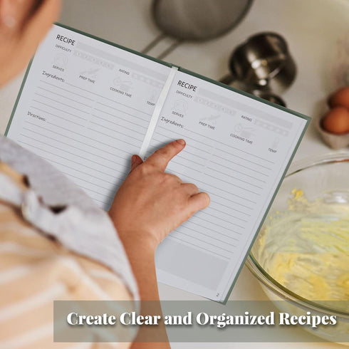 Perfect Blank Recipe Book with Waterproof Cover - 8.5''x6'', Holds 100 Recipes - The Recipe Notebook To Write In Your Own Recipes - Customizable C...