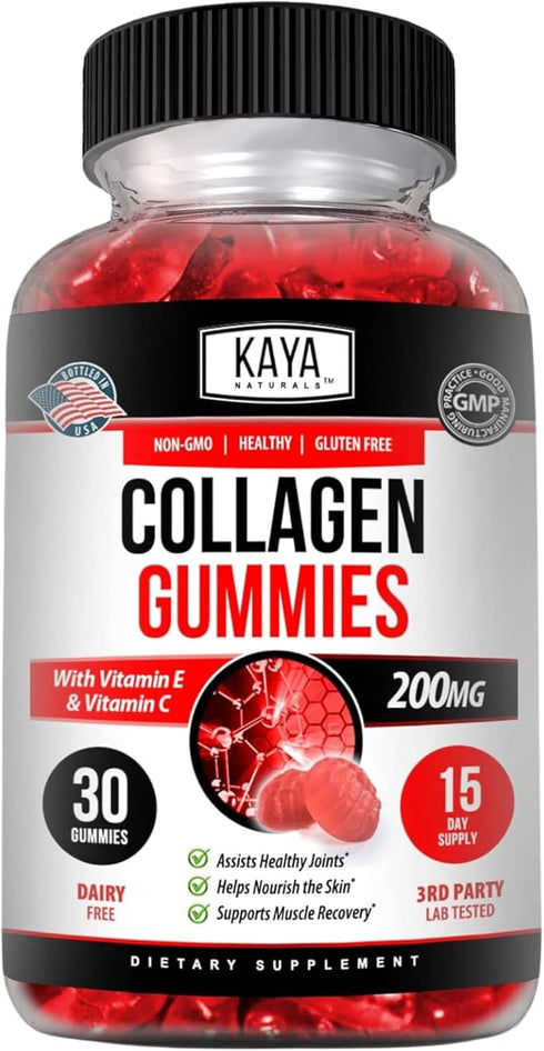 Kaya Naturals Collagen Gummies for Men & Women Supplement | Nature Made Gummies - 1000mg of Hydrolyzed Collagen, Vitamin C, Selenium & Biotin, Str...