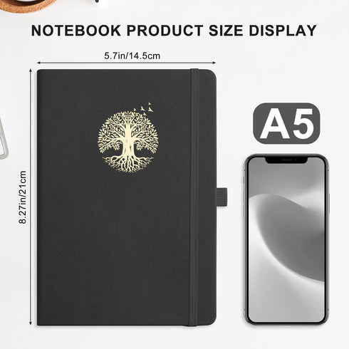 AHGXG Lined Journal Notebook for Women Men, A5 Hardcover Leather Journals for Writing, 192 Numbered Pages Daily Journal, College Ruled Notebook fo...