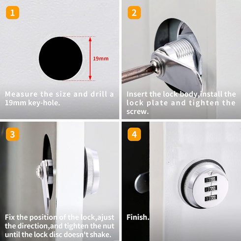 Lpraer Combination Cam Lock Security Locks Set of 2 Password Coded Locks for Safety of Box Cabinet Drawer Mailbox Door Furniture (1-1/8 Inch, Silv...
