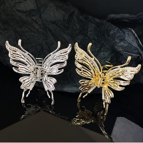 MJartoria Butterfly Hair Shark Clip, Metal Hair Clip with Rhinestone Alloy, 8cm, 2 Pieces, for Women and Girls...