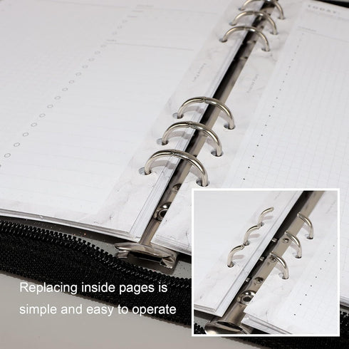 MultiBey A5 Binder 6 Ring Cover PVC Notebook Shell with Zipper, Sparkling A5 Budget Binder for Cash Budget System, Journaling, Planner (10'' x 7''...