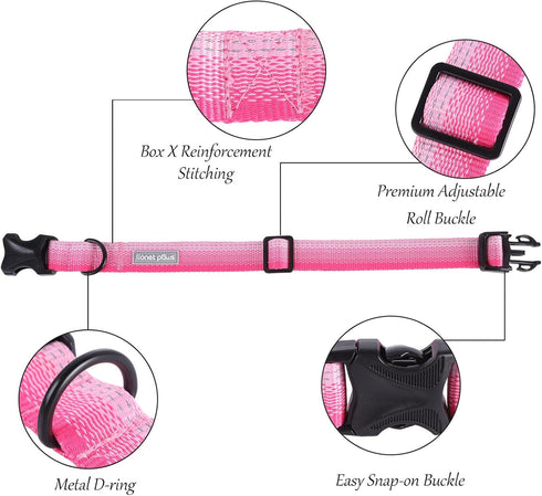 Lionet Paws Waterproof Dog Collar,Gradient Reflective Pink Collar for Small Medium Dog,Safety Buckle Dog Collar for Dog Girl Boy Gift,XS, Neck 8-1...