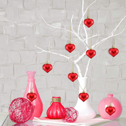 Frienda 24 Pcs Valentine Heart Shaped Ornament Heart Ornaments Christmas Tree Baubles Hanging Decoration for Valentine Wedding Anniversary Mother'...