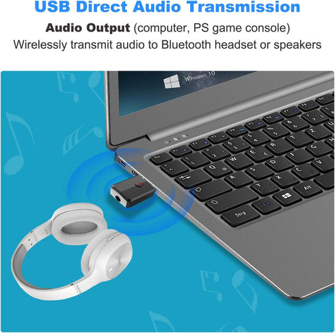 Isobel USB Bluetooth 5.0 Transmitter Receiver, 4-in-1 Mini Wireless Audio Adapter, 3.5mm Bluetooth AUX Adapter for TV PC Headphones Speakers Car/H...