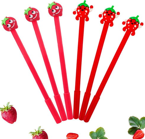30 Pcs Cute Strawberry Gel Ink Pens Fun Kawaii Pens Fruit Writing Pens 0.5 mm Black Ink Cool Pens Novelty Fun Pens for Kids School Office Home Sup...