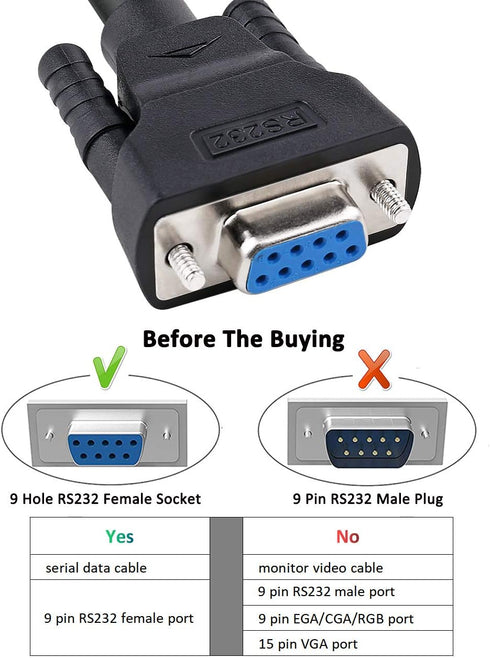 DTech DB9 RS232 Serial Cable Female to Female Null Modem Cord Full Handshaking 7 Wire Crossover for Data Communication (5 Feet, Black)...