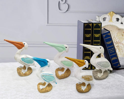 Resin Pelican Gold Bird on A Stone with Glass Wings Statue Figurines (5.7"X4.1"X 2.4") for Gifts Home Bathroom Living Room Garden Desk Decor...