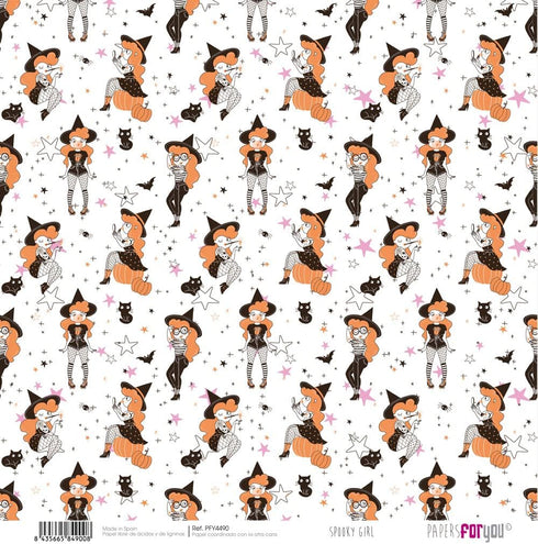 Papers For You - Scrapbooking and Craft Paper Kit | "Spooky Girl" Collection | Includes 10 Double Sided Papers with Different Designs | Size 12" x...