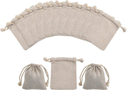 calary 50pcs Double Canvas Drawstring Bag Cotton Pouch Gift Sachet Bags Muslin Reusable Tea Bag 2.75x4 Inch...