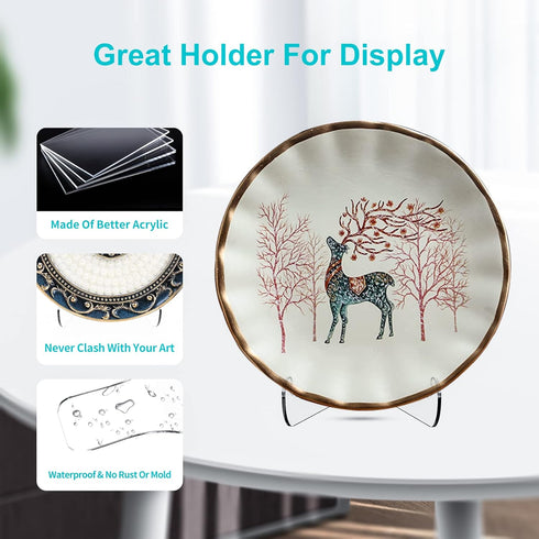 Flat Back Acrylic Plate Stand with Paddle, 4.5 Inch Clear Acrylic Display Stand Easel Holder, Transparent Tablet Holder for Displaying…...