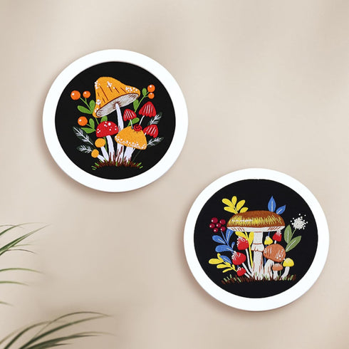 HVEST Mushroom Embroidery Kit for Beginners Adults, 3 Sets Floral Plant Cross Stitch Kits Embroidery Patterns Needlepoint Kits for Kids DIY Embroi...