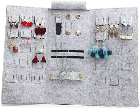 1 Piece Foldable Jewelry Roll Bag Travel Jewelry Roll Organizer Roll Up Organizer Case for Necklaces, Earrings, Rings, Chains, Bracelets, Brooches...