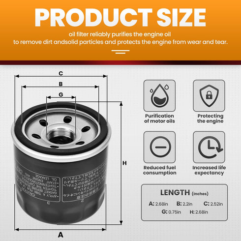 HF138 Oil Filter Replacement for Suzuki 16510-03G00 16510-03G00-X07 16510-06B00 16510-06B01 16510-07J00 16510-34E00...