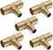 (Pack of 5) Efield 3/4" x 3/4" x 1/2" Pex Reducing Tee Brass Barb Crimp Fittings,ASTM F1807...