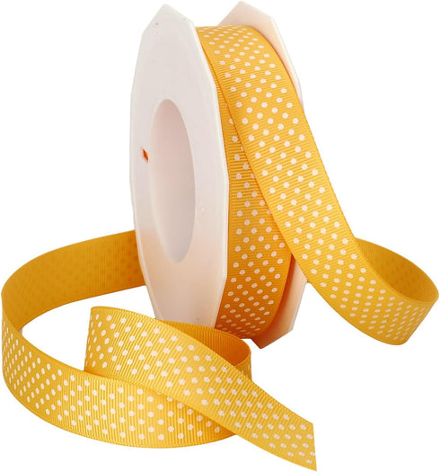Morex Swiss Dot Polyester Grosgrain Ribbon, 7/8-Inch by 20-Yard Spool, Bright Yellow (3906.05/20-705)...