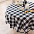 Buffalo Plaid Round Tablecloth Checkered Cotton Linen Table Cover for Kitchen Dining Room Home Decor ( Round - 48 Inch, White & Black )...