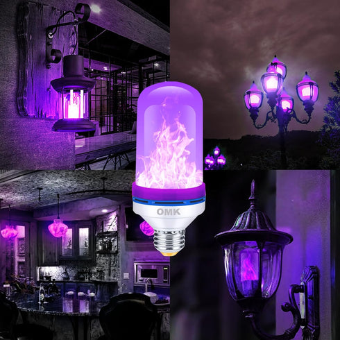 ?Upgraded? Purple LED Flame Light Bulbs - Flickering Light Bulbs with Gravity Sensing, E26 Base Flame Bulb, Holiday Christmas Indoor Outdoor Light...