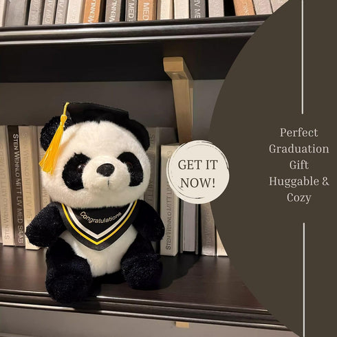 Graduation Bear Panda Stuffed Animal Plushies 2024 graduation gifts 10'' Panda Plush for kindergarten/Elementary/High School/College (Yellow)...